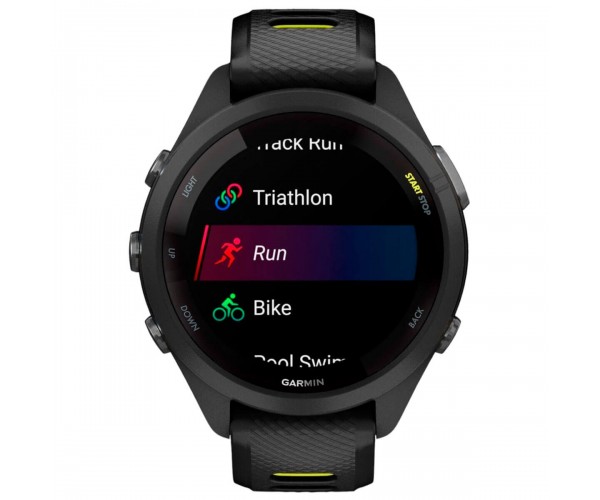 Смарт-годинник Garmin Forerunner 265S Black Bezel and Case with Black/Amp Yellow Silicone Band (010-02810-53), фото №4