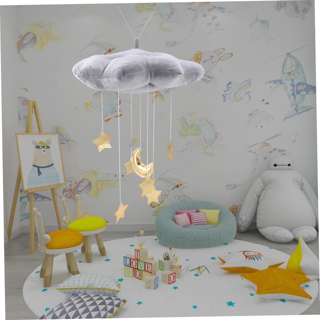 Игрушка Toyvian Wolken Sterne Mond Girlande Подвеска Орнамент Декор Плюшевая Облако DIY Подвеска Северная, фото №2