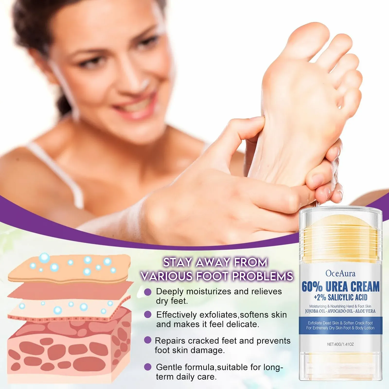 Набор для ухода за ногами Foot Care Set крем с мочевиной 60% 40 г и 4 пары масок-носочков, фото №5 Набор для ухода за ногами Foot Care Set крем с мочевиной 60% 40 г и 4 пары масок-носочков, фото №5