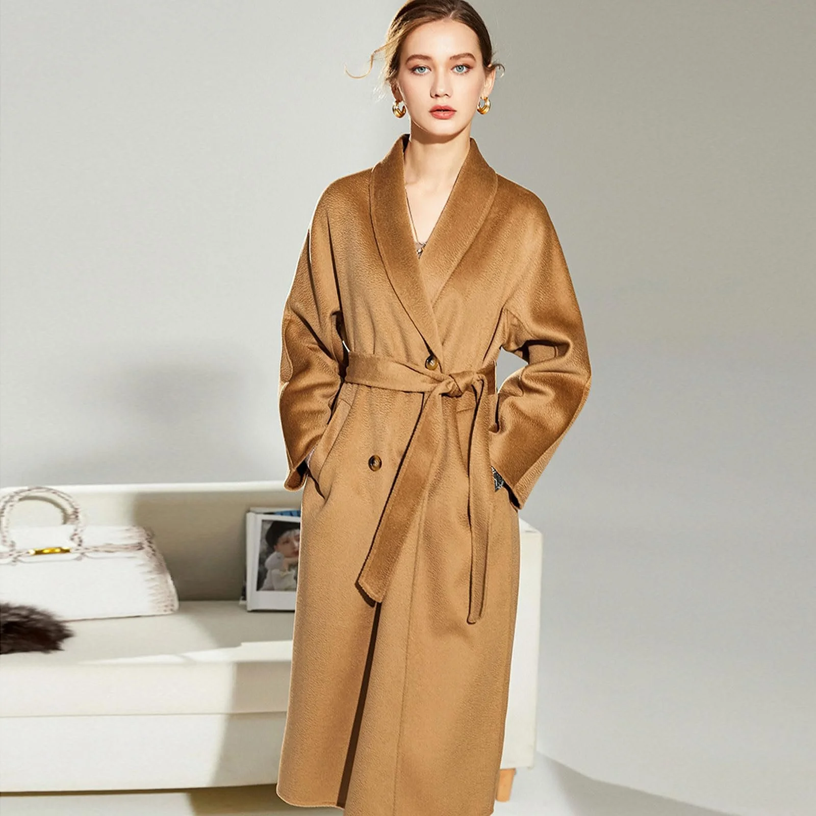 Вовняне пальто BAICAIBAI Жіноче зимове, фото №5 Вовняне пальто BAICAIBAI Жіноче зимове, фото №5