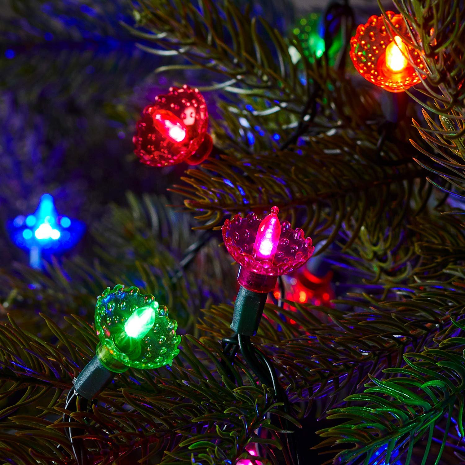 Гірлянда Lights4fun 150 LED Різнокольорові 15 м Темно-зелений кабель, фото №1