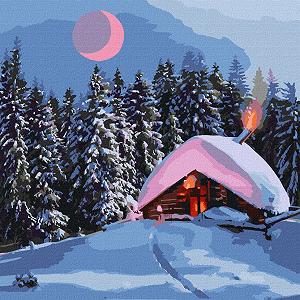 Картина по номерам Заснеженный домик Идейка KHO6307 40х40 см - Фото 1