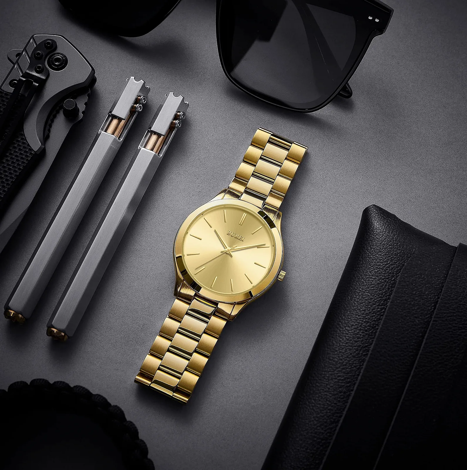 Мужские аналоговые часы BUREI Кварцевые из нержавеющей стали Водонепроницаемые, фото №3 Мужские аналоговые часы BUREI Кварцевые из нержавеющей стали Водонепроницаемые, фото №3