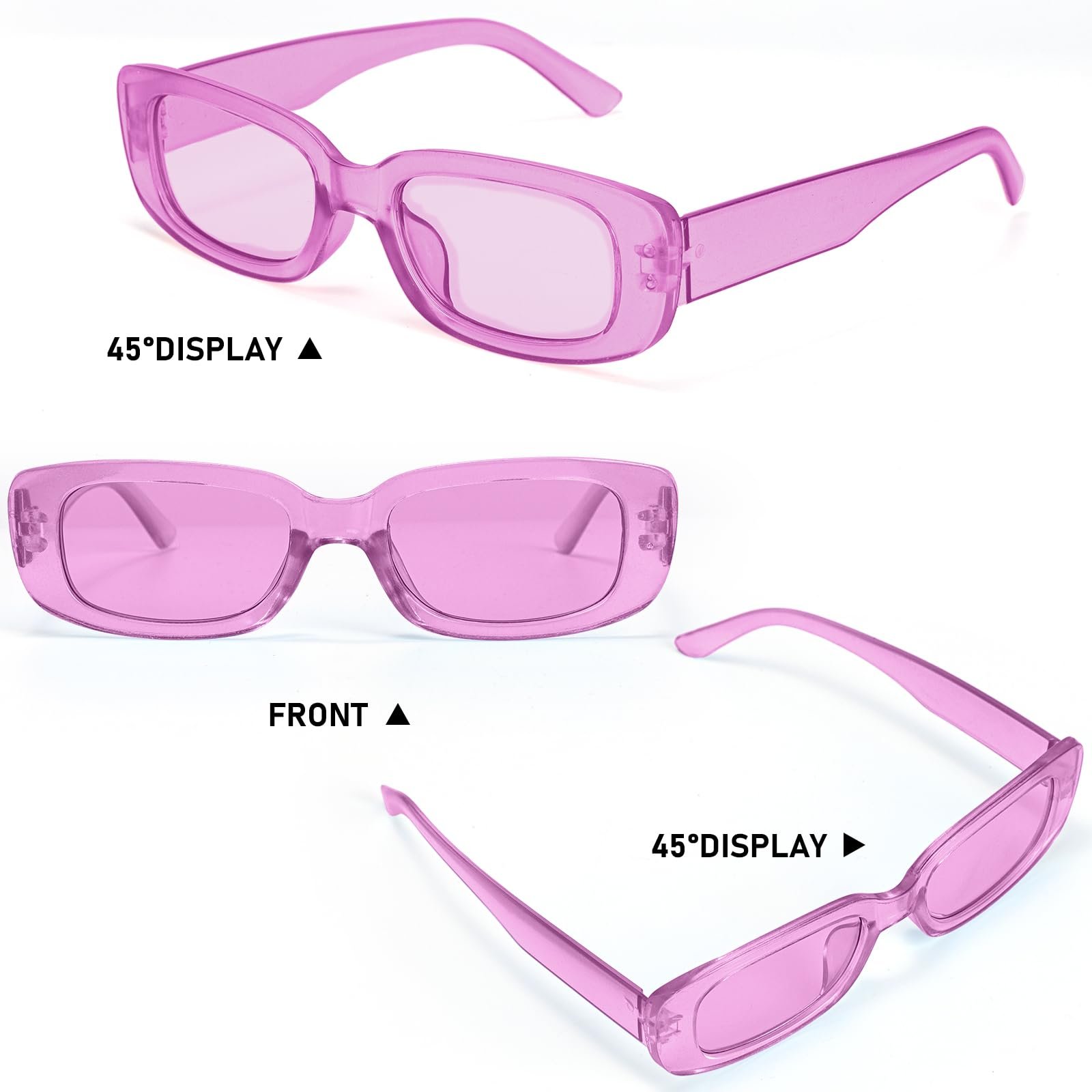 Вінтажні сонцезахисні окуляри Risipu, 5 шт., прямокутні, рожеві, фіолетові, зелені, фото №5