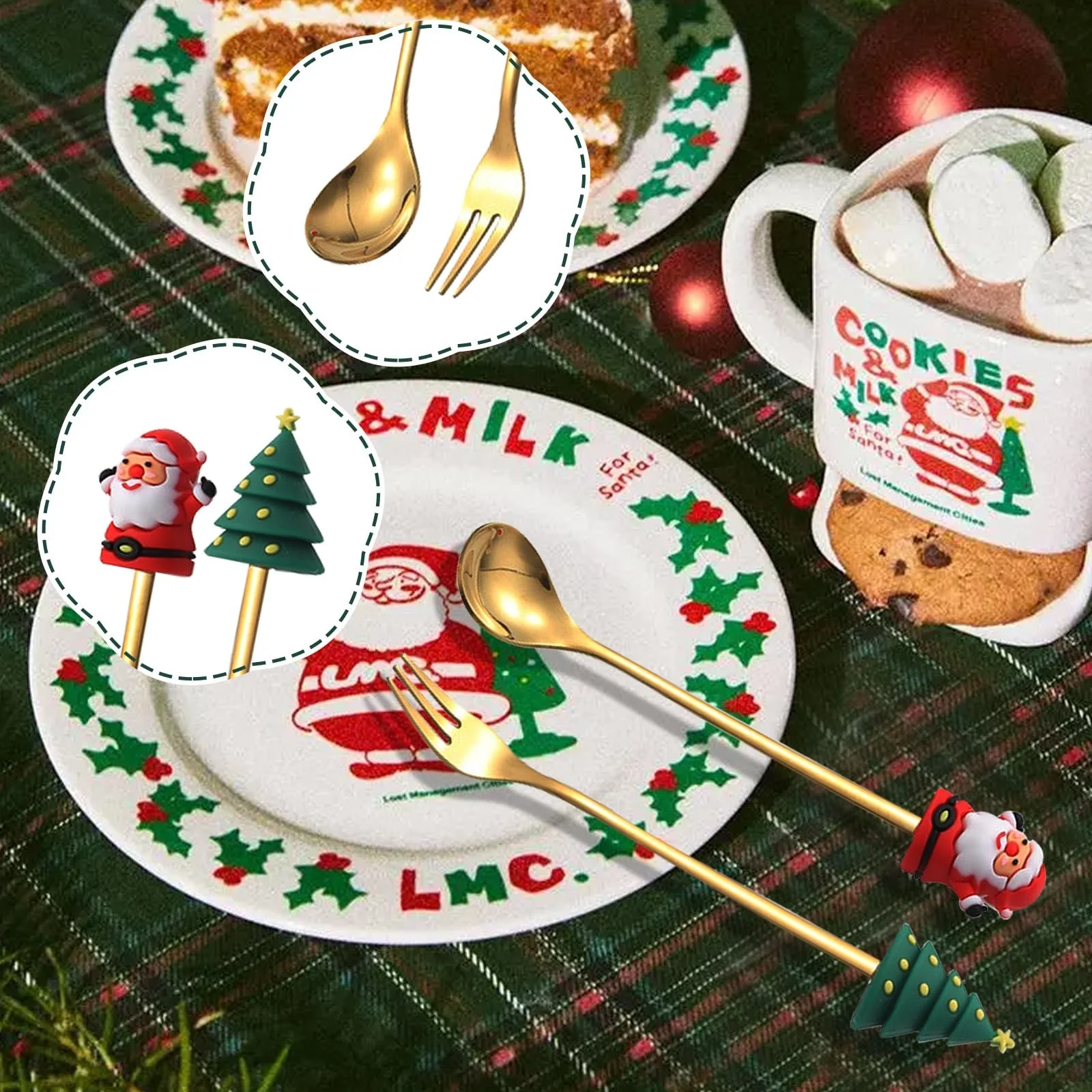 Набор Рождественских Ложек, Рождественские Столовые Приборы, Рождественская Ложка, Кофейная Ложка, Принадлежности для Рождественской Вечеринки, Набор Рождественских Кофейных Ложек из Нержавеющей Стали, Ложка для Смешивания для Украшения Рождественского Стола, фото №4