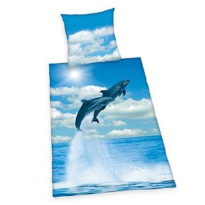 Постільна білизна Herding Dolphin, наволочка прибл. 80 x 80 см, підковдра прибл. 135 x 200 см, 100% бавовна, ренфорс, різнобарвний - Фото 1