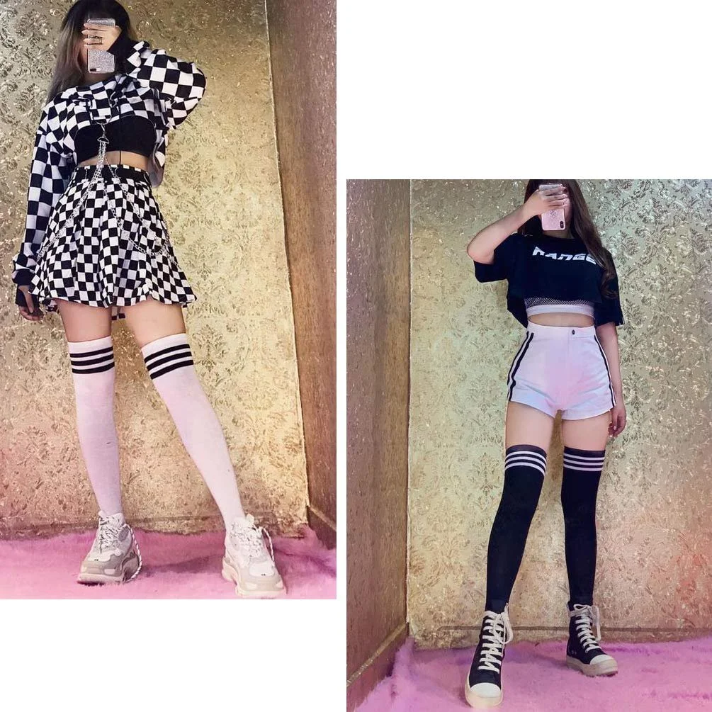 Гольфи DRESHOW Overknee 3 пари, Довгі смугасті шкарпетки, В'язані спортивні шкарпетки, фото №5