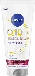 Крем для тела NIVEA Body Q10 Firming + Anti-Wrinkle для шеи и зоны декольте, питательный лосьон для тела с чистым Q10, креатином и провитамином B5, укрепляющий крем для тела для зрелой и сухой кожи, 200 мл - Фото 1