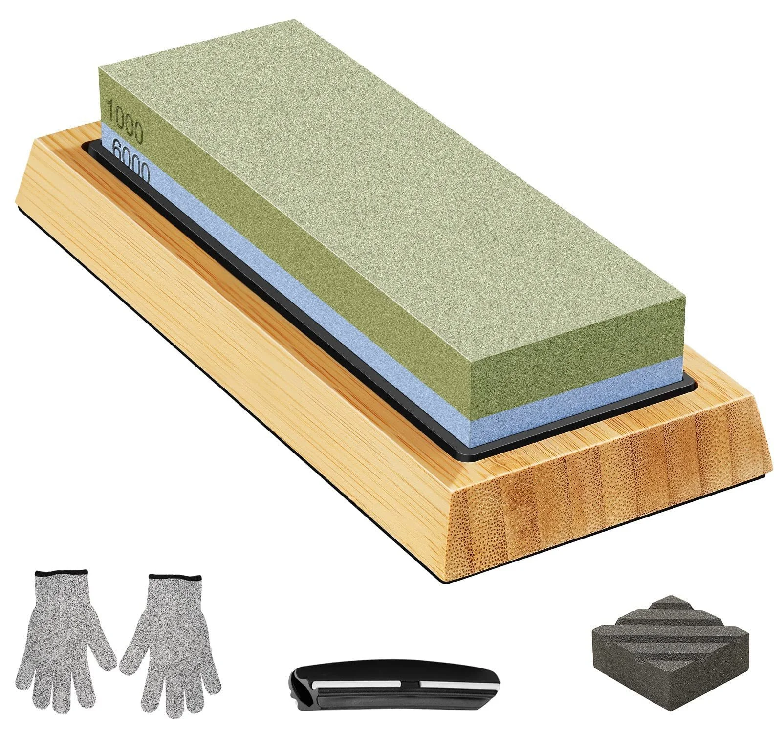 Точильний камінь Набір 1000/6000 Grit з тримачем та захисними рукавичками, фото №1