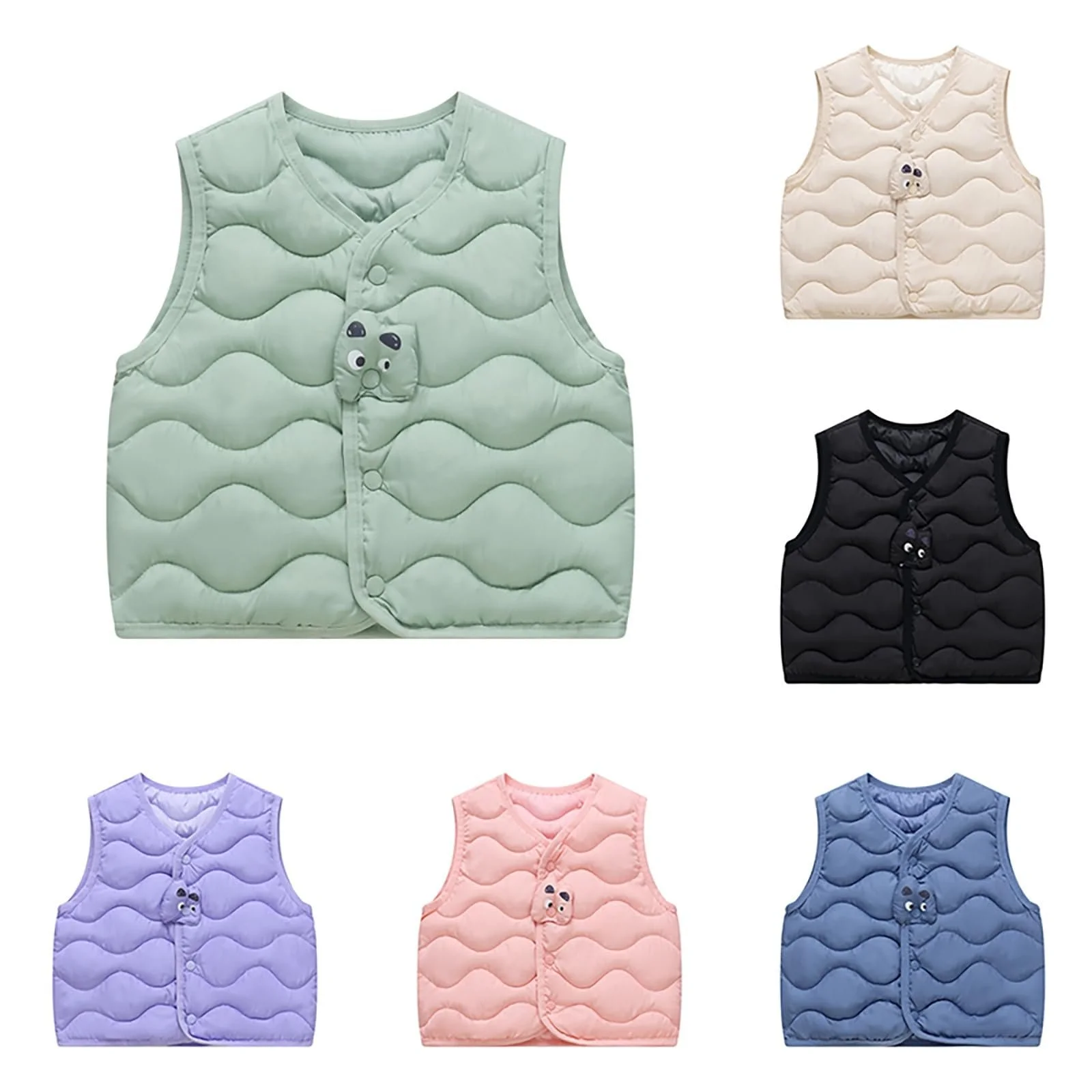 Жилет для дівчинки Generisch стьобаний теплий жилет без рукавів з ґудзиками, фото №5 Жилет для дівчинки Generisch стьобаний теплий жилет без рукавів з ґудзиками, фото №5