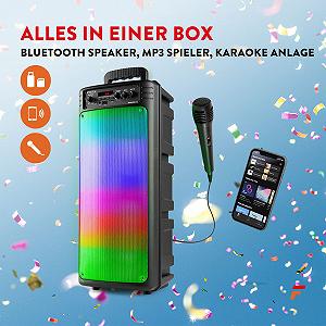 Акустична система Fenton Boombox340 Bluetooth Party з мікрофоном, акумулятором та LED-диско підсвіткою - 120W synthetic.ua - Фото 1