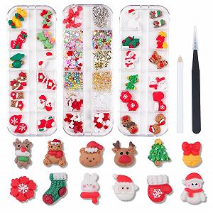 Різдвяні, 3 коробки, 3D прикраси для нігтів - Фото 1