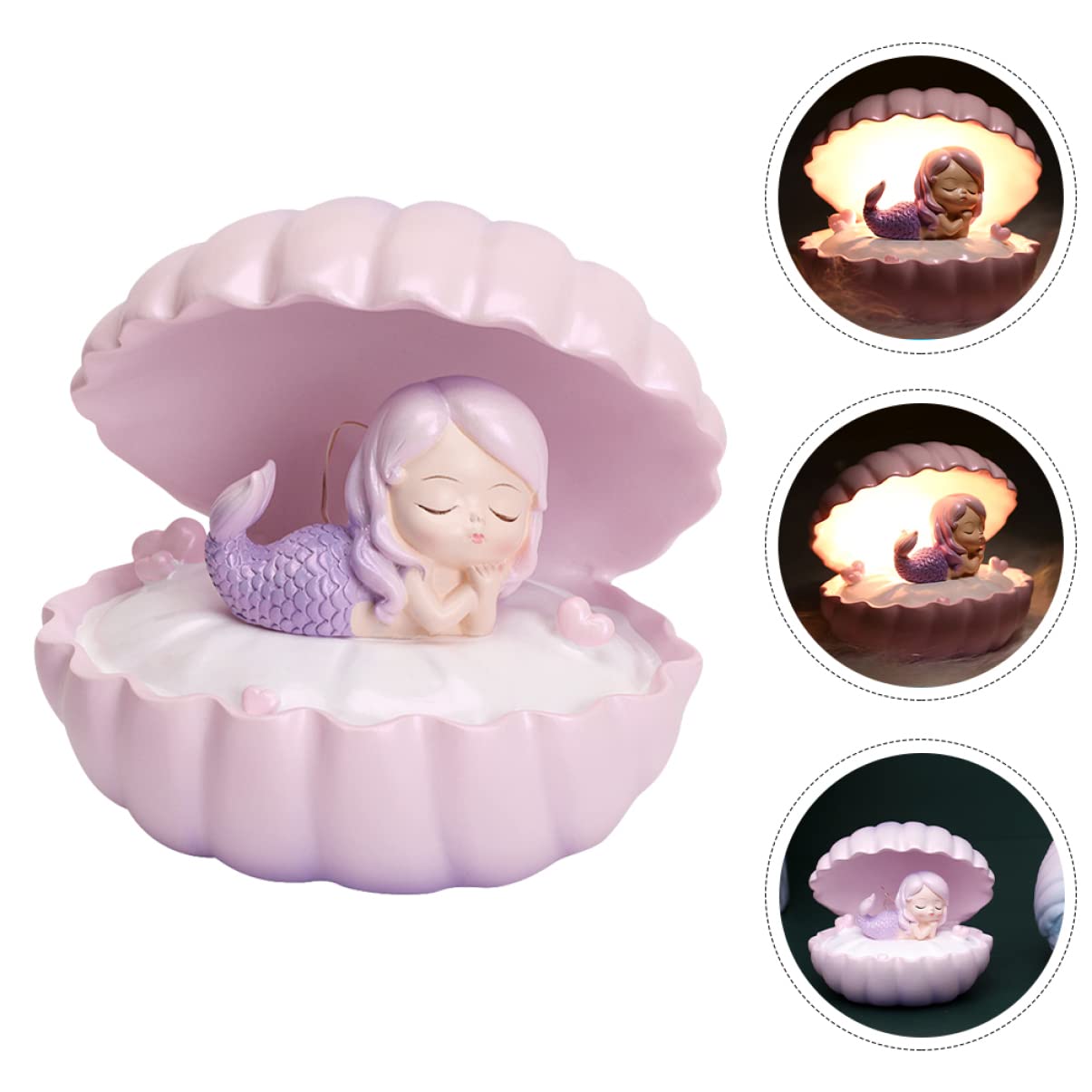 Лампа DOITOOL Mermaid Night Light LED Resin Shell, фото №4