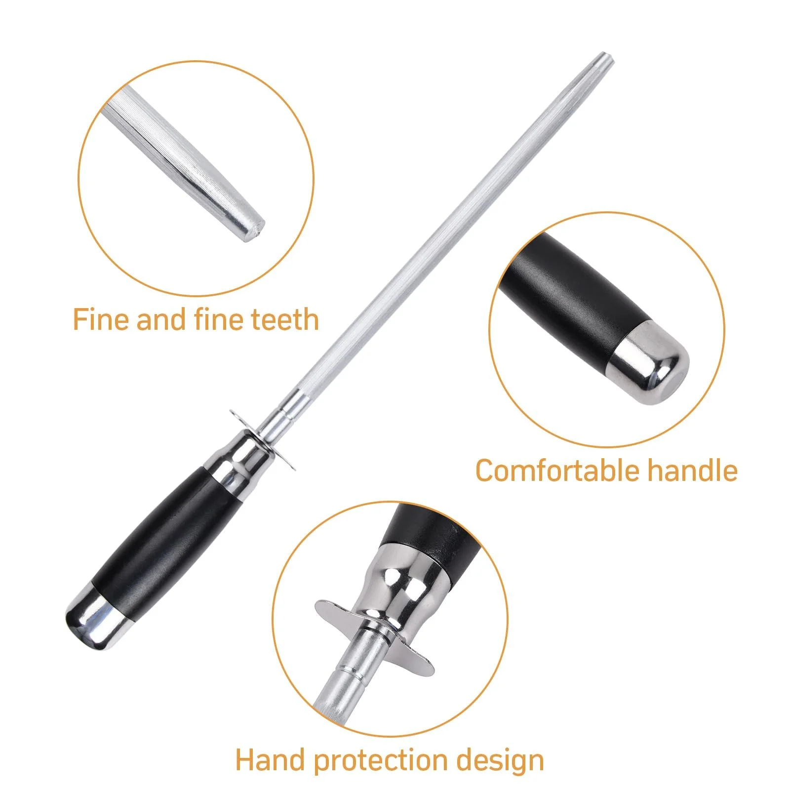 Мусат 20 см, професійний, нержавіюча сталь, високовуглецевий, фото №3