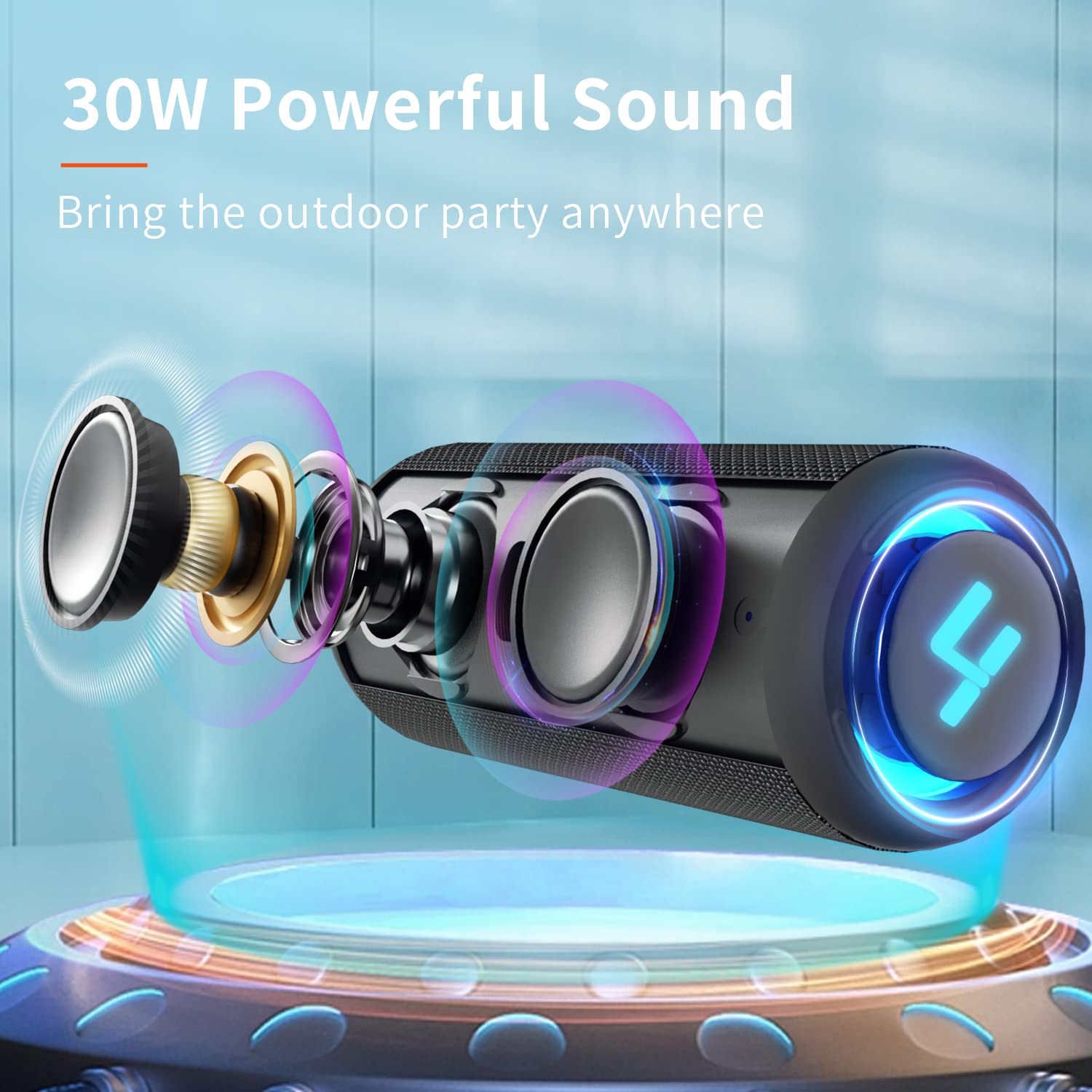 Bluetooth Портативна колонка HEYSONG Портативний 30W Водонепроникний, фото №2