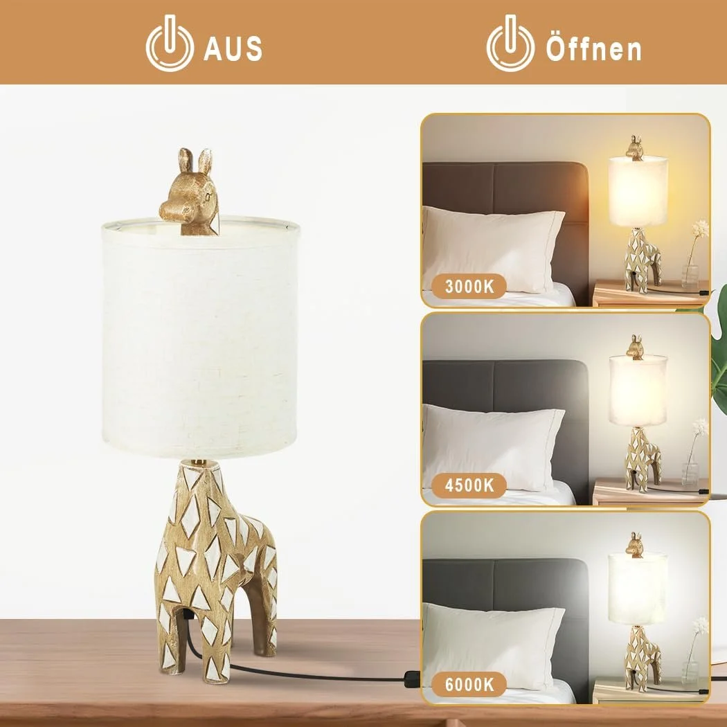 Настільна лампа Giraffe LED з полірезину лляний абажур 56 см E26/E27, фото №2