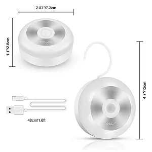 Нічний світильник з датчиком руху ELZO акумуляторний бездротовий світлодіодний з гачком та магнітом теплий білий synthetic.ua - Фото 1