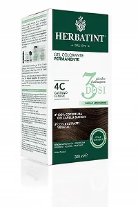 Фарба Herbatint Permanent Colour Gel 3 шт 300 мл - 4C Попелясто-Коричневий, Без Аміаку, для Чутливої Шкіри, 100% Покриття Сивини, з 8 Натуральними Органічними Екстрактами - Фото 1