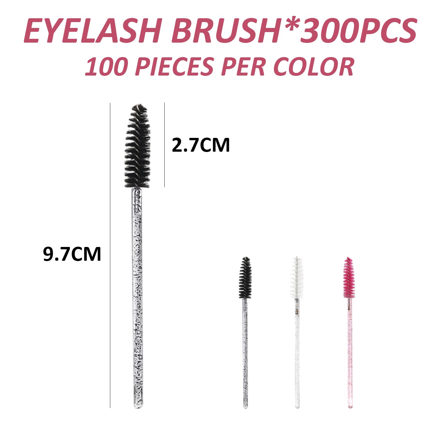 Набір Crystal Eyelash Brushes Eyeliner Brushes Curved Mascara Sticks Spools 300 штук, фото №2