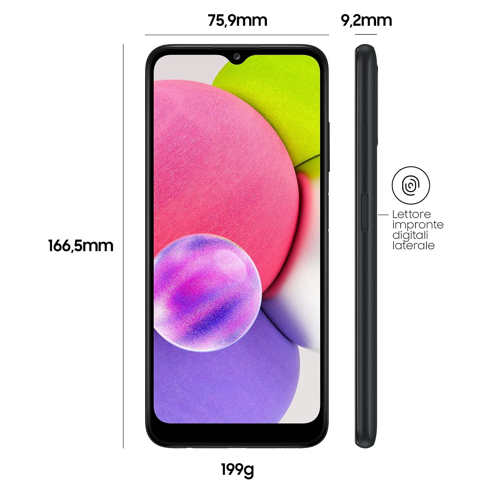 Смартфон Samsung Galaxy A03s A037G 32GB Android Black, фото №2