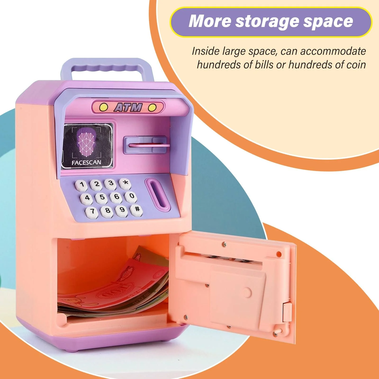 Скарбничка електронна банкомат із розпізнаванням обличчя та відбитком пальця 3-12 років, фото №3