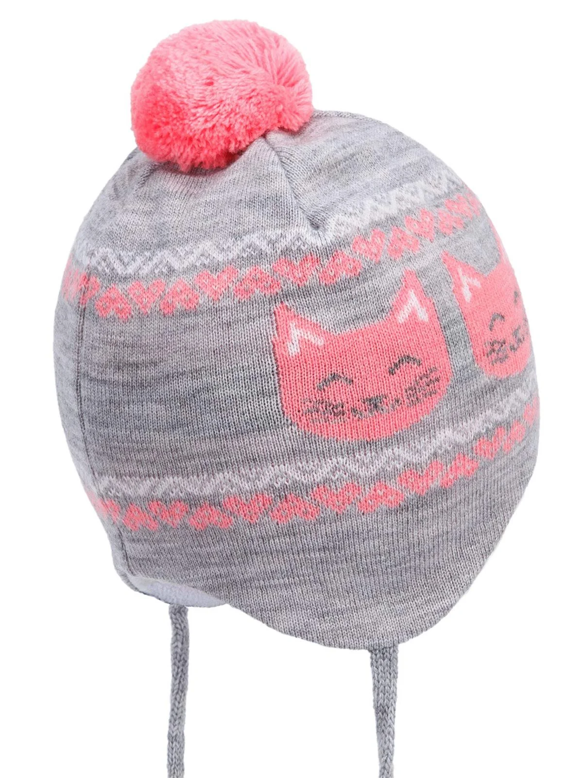 Шапка-бини Marhatter Вязаная шапка с кошачьими ушками для девочек, серая, фото №1