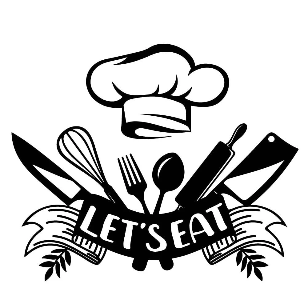 Наклейка на стіну SUPERDANT Let's Eat вінілова з кухонним приладдям 70 x 28 см чорно-біла, фото №3