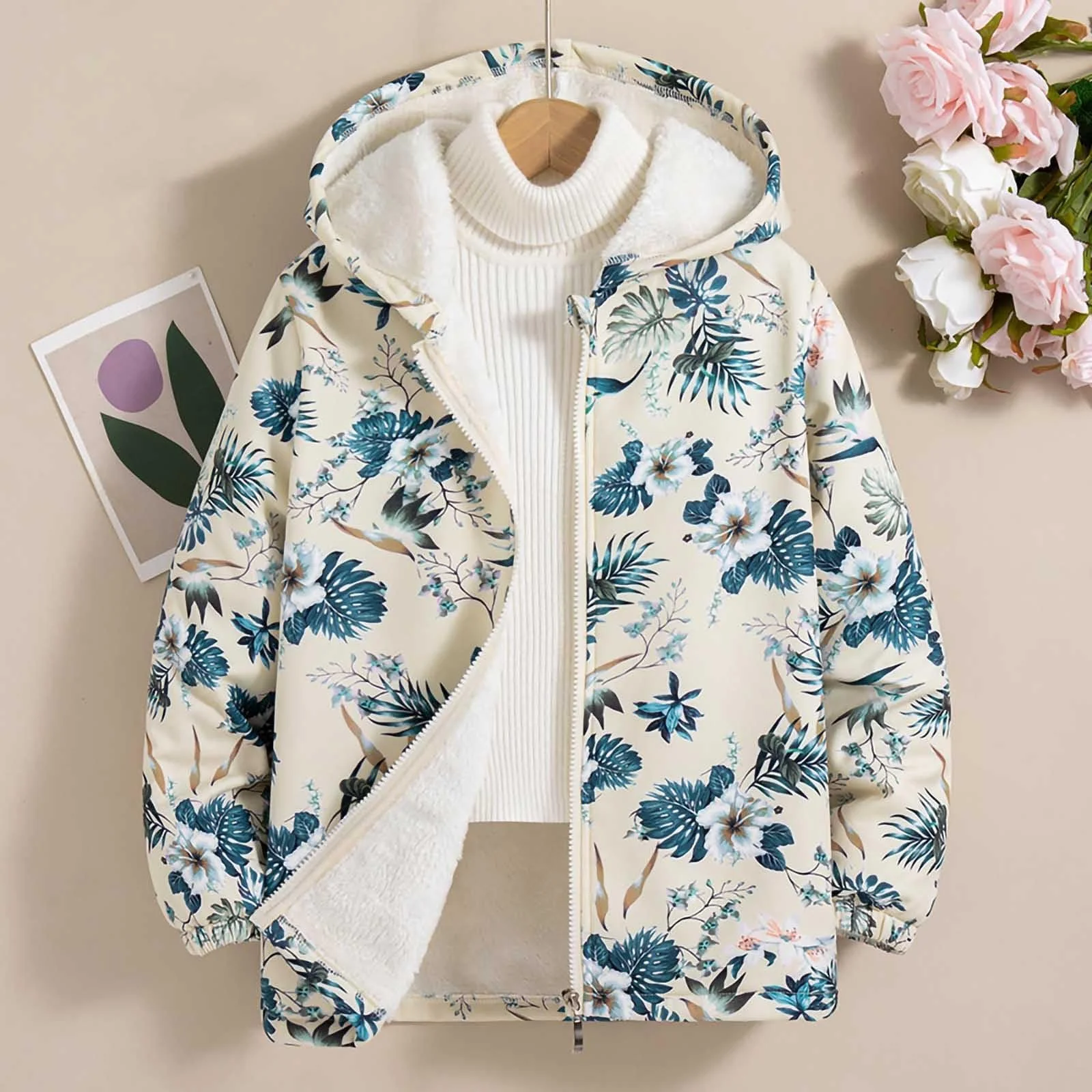 Куртка стьобана SYDUZAX для дівчат-підлітків, квітковий принт, фото №3