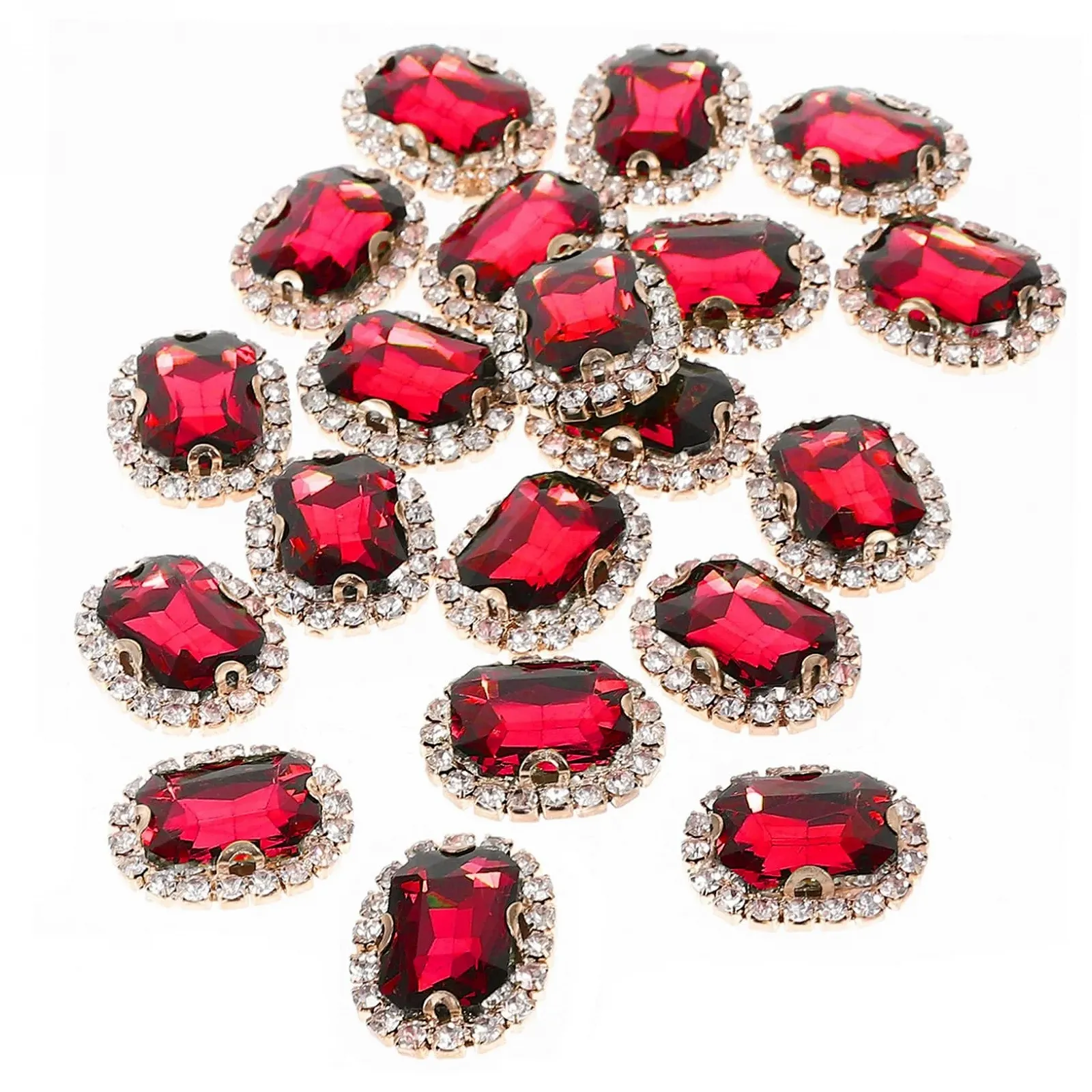 Стрази LALAFINA 20 шт., маленькі, пришивні, для прикраси одягу, сумок та весільних суконь, матеріали для рукоділля, яскраво-червоні, фото №1