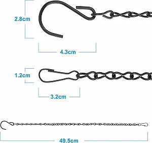 Ланцюги для підвісних кошиків 50 см 4 шт. метал Чорний synthetic.ua - Фото 1