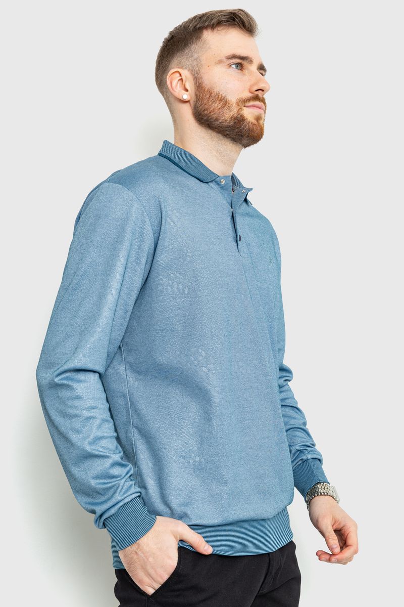 Поло чоловіче з довгим рукавим кольором темно-оливкова 157R304-3, фото №3