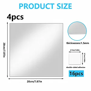 Набір дзеркальних наклейок Bellanova Квадратні акрилові плитки самоклеючі 20 x 20 см synthetic.ua - Фото 1