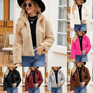 Елегантне хутряне пальто Жіноча однотонна зимова synthetic.ua - Фото 1