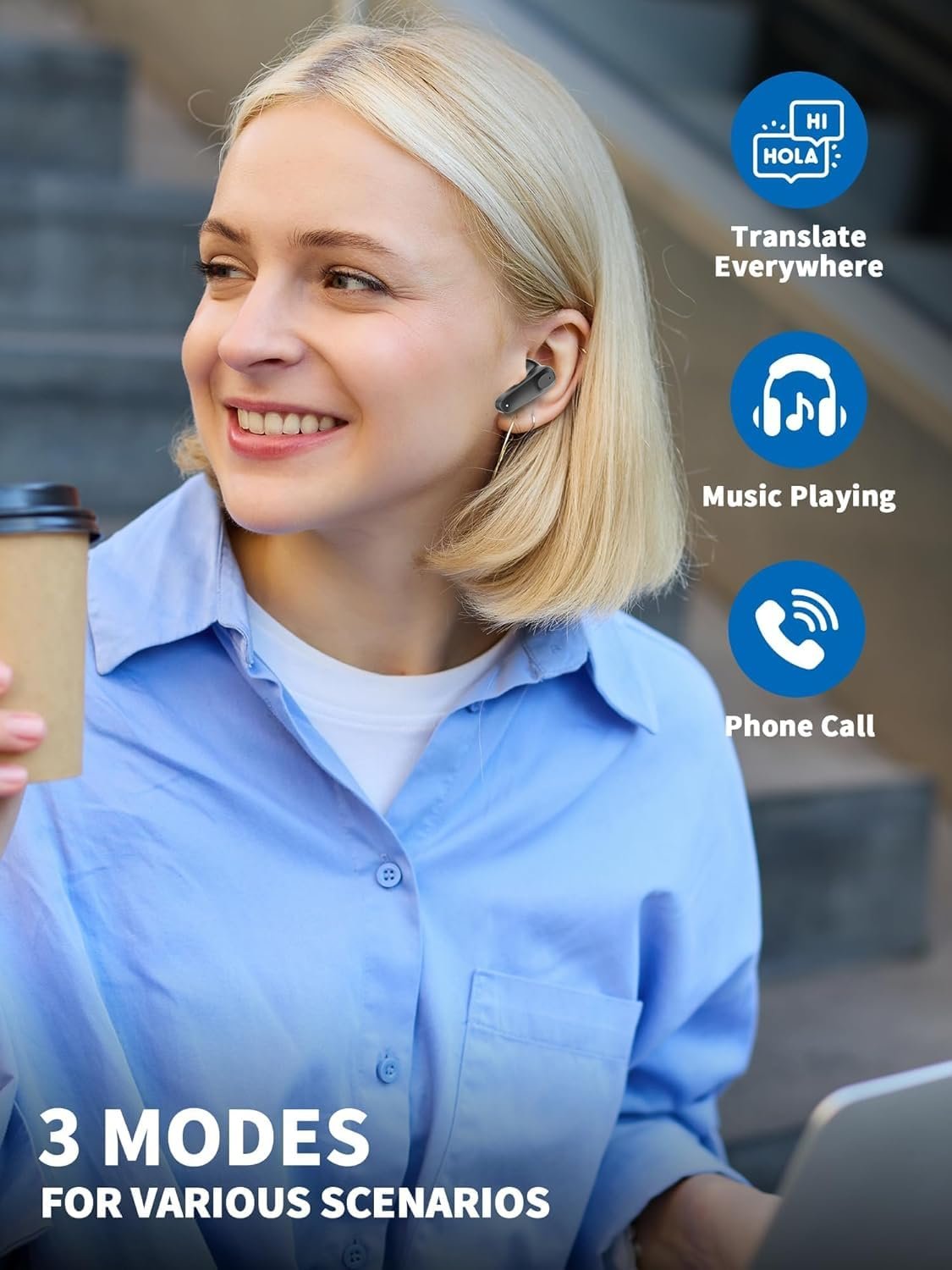 Навушники для перекладу голосу AI Двосторонній 144 мовами в реальному часі для iOS та Android, фото №3 Навушники для перекладу голосу AI Двосторонній 144 мовами в реальному часі для iOS та Android, фото №3