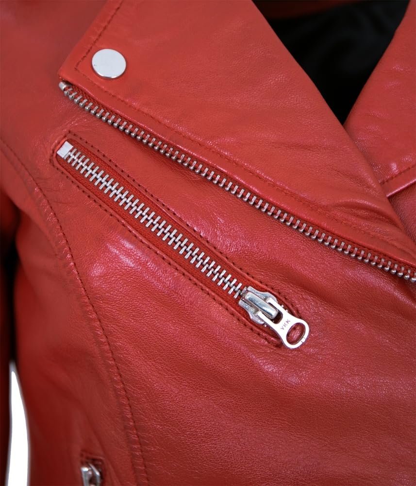 Куртка-косуха Otto Kern Жіноча зі шкіри ягняти Червона, фото №5