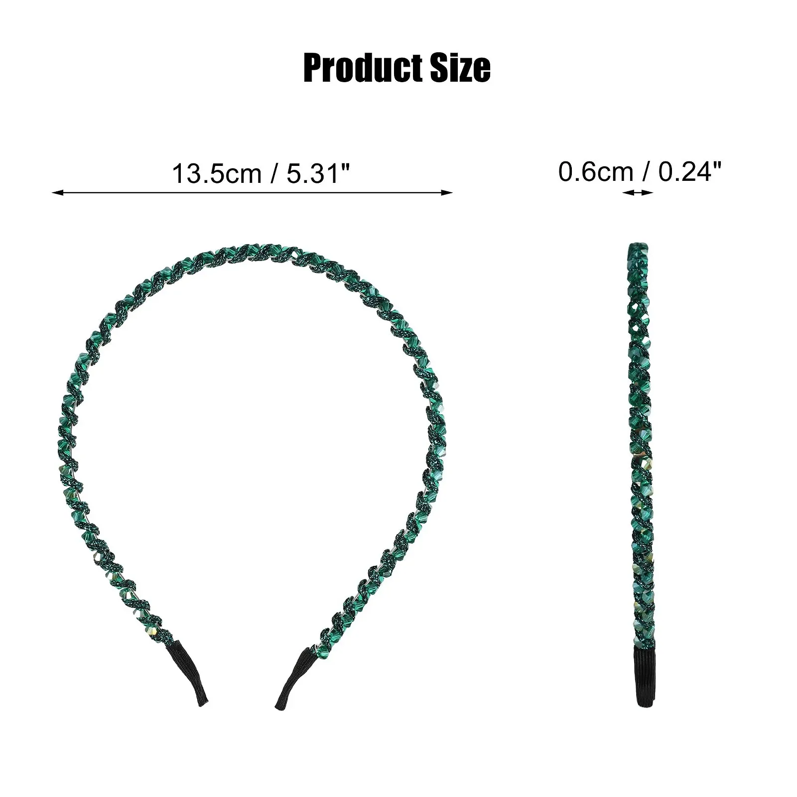 Обруч для волосся VOCOSTE з Rhinestone для жінок Зелений 0,6 см, фото №5