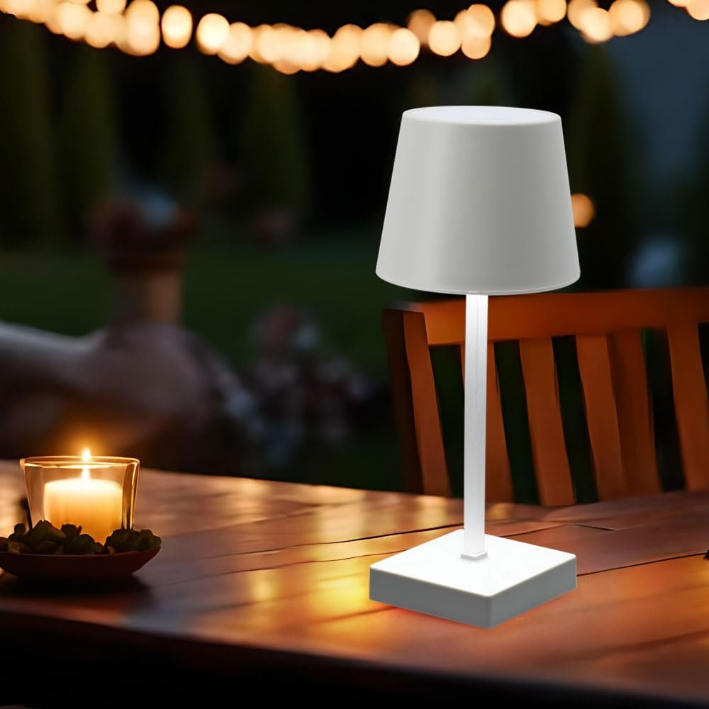 Настільна лампа etc-shop акумуляторна димована 3 рівні USB біла LED 10.5 x 10.5 x 26 см, фото №2