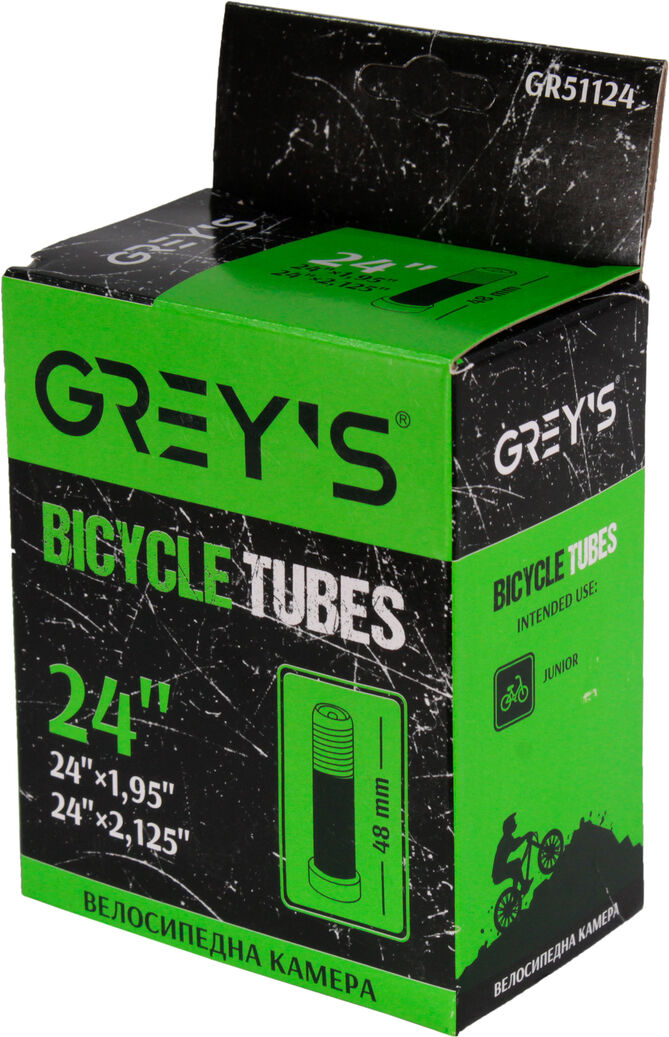 Велокамера R-24 Greys 24х1,95-2,125, AV вентиль 48мм GR51124, фото №1