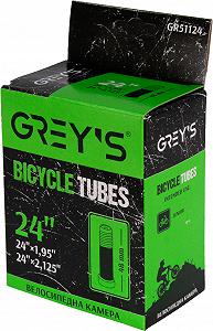 Велокамера R-24 Greys 24х1,95-2,125, AV вентиль 48мм GR51124 - Фото 1