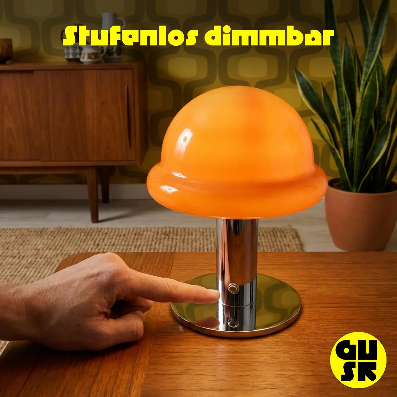 Настольная лампа Mushroom беспроводная LED с регулировкой яркости USB-C оранжевая, фото №5