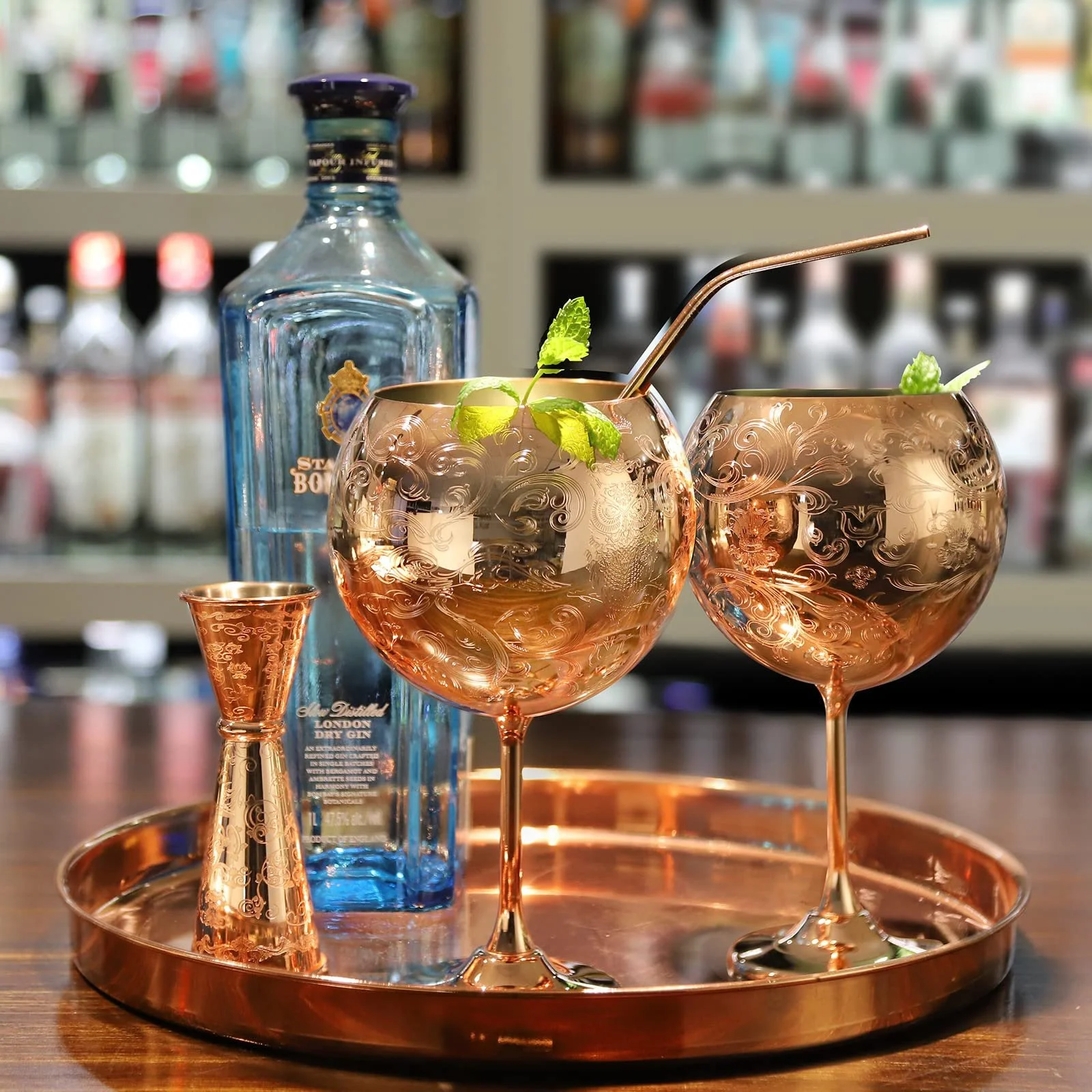 Набір келихів для джин-тоніку класу люкс Gin and Tonic, коктейльних винних келихів з нержавіючої сталі, фото №4