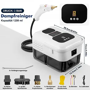 Пароочисник ручний 2500 W з 9 насадками 1.2 L 3 bar synthetic.ua - Фото 1