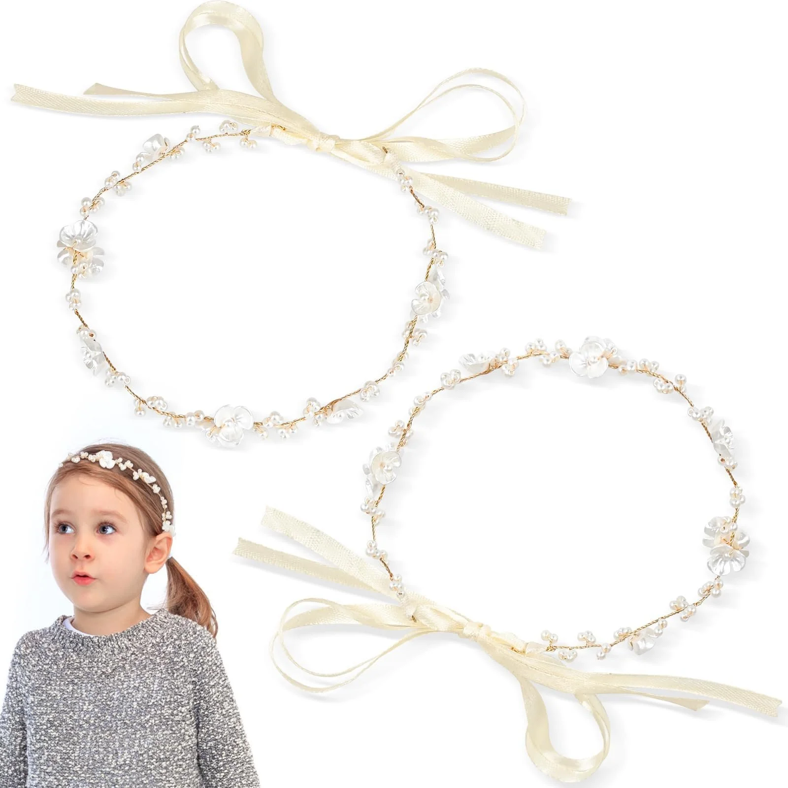 Вінок на голову Квітковий, 2 шт., для дівчинки, фото №1