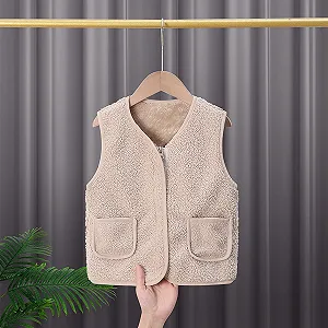 Жилет Teddy Fleece Детский для мальчиков и девочек Без рукавов Флисовая куртка Короткая V-образная горловина Teddy Fleece Жилет Свободного кроя Зимний Теплый Teddy Fleece Куртка Детский Мягкий Плюшевый Жилет Комфортный Терможилет synthetic.ua - Фото 1