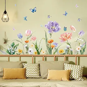 Наклейка на стіну SHUCHING Акварельні тюльпани Самоклеюча - Фото 1