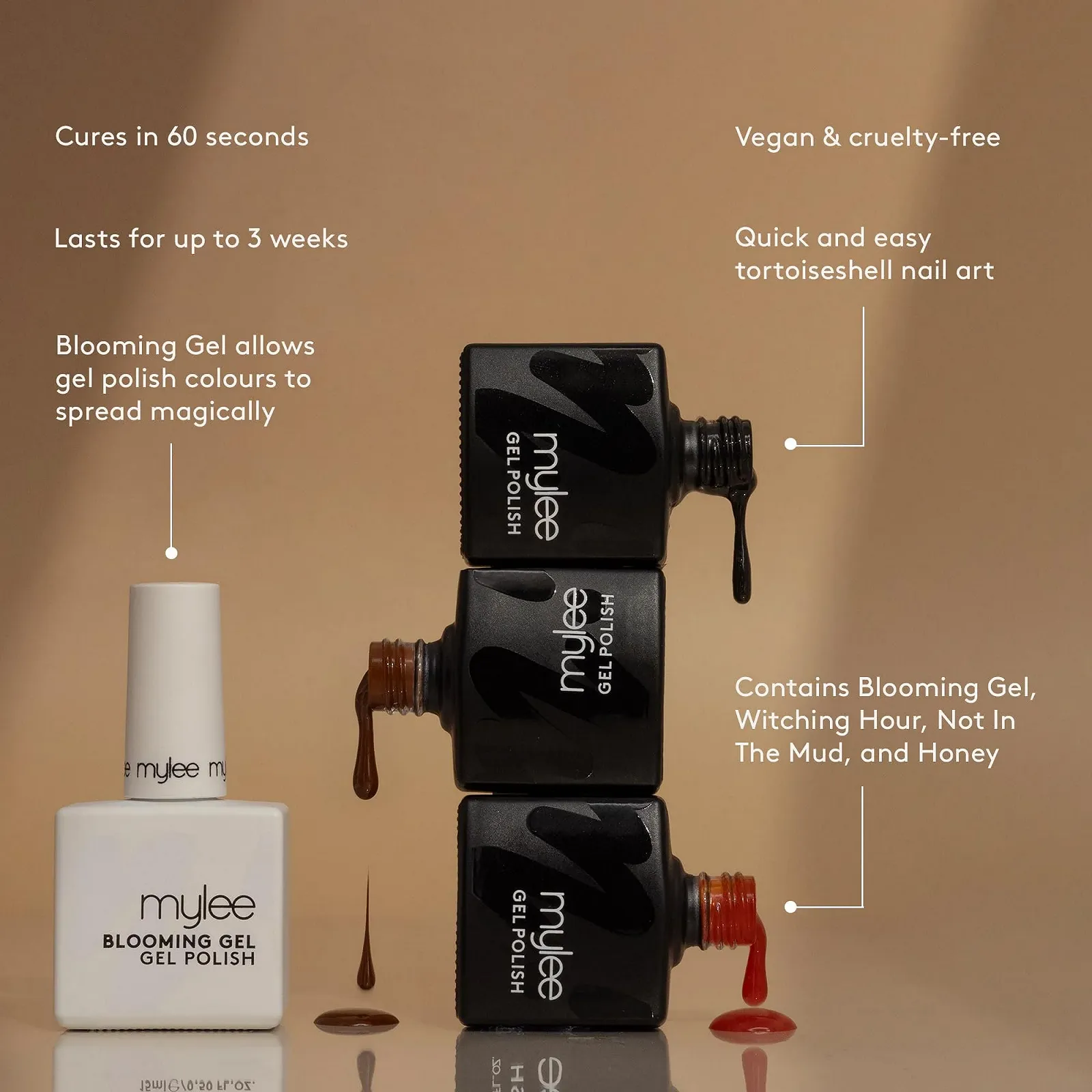 Гель-лак Mylee Tortie Quad: Простий акварельний дизайн нігтів з ефектом черепашачого панцира, фото №7