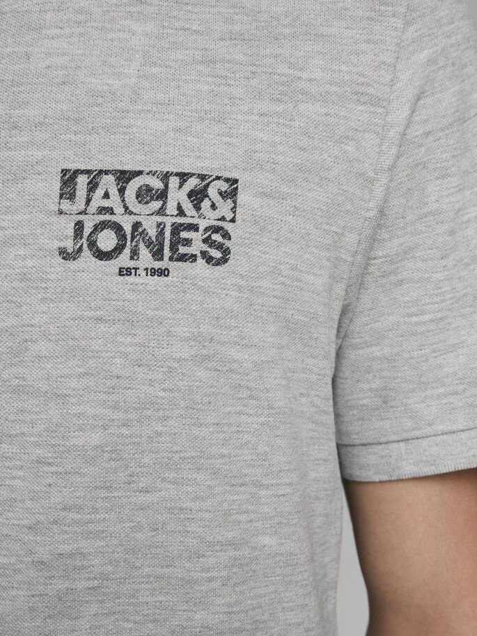 Поло JJHERO POLO SS CAT 12175087  Melange Jack&Jones Сірий XL, фото №4
