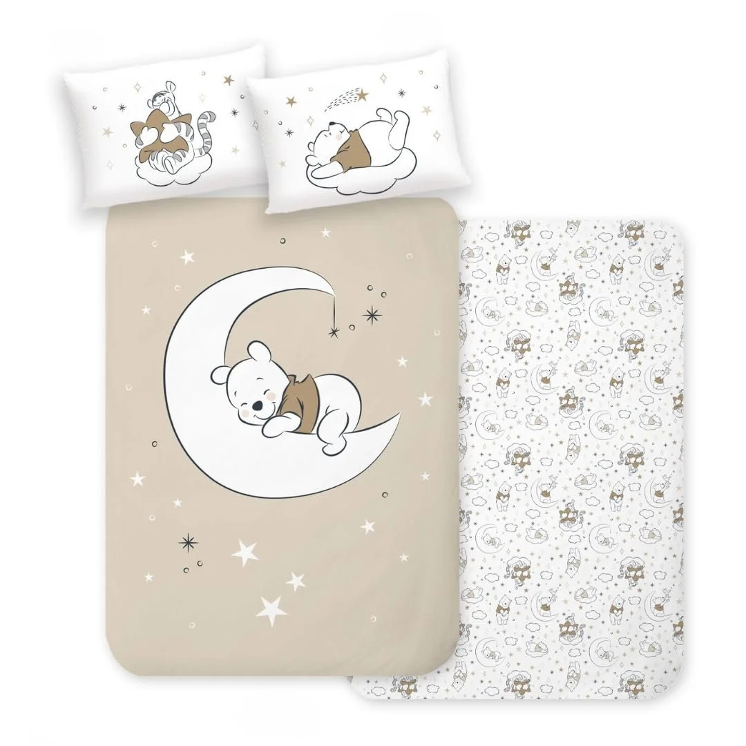 Постільна білизна MTOnlinehandel Winnie the Pooh 100 x 135 см, дитяча постільна білизна, 100% бавовна, 1 наволочка 40 x 60 см + підодіяльник 100 x 135 см (Вінні), фото №1