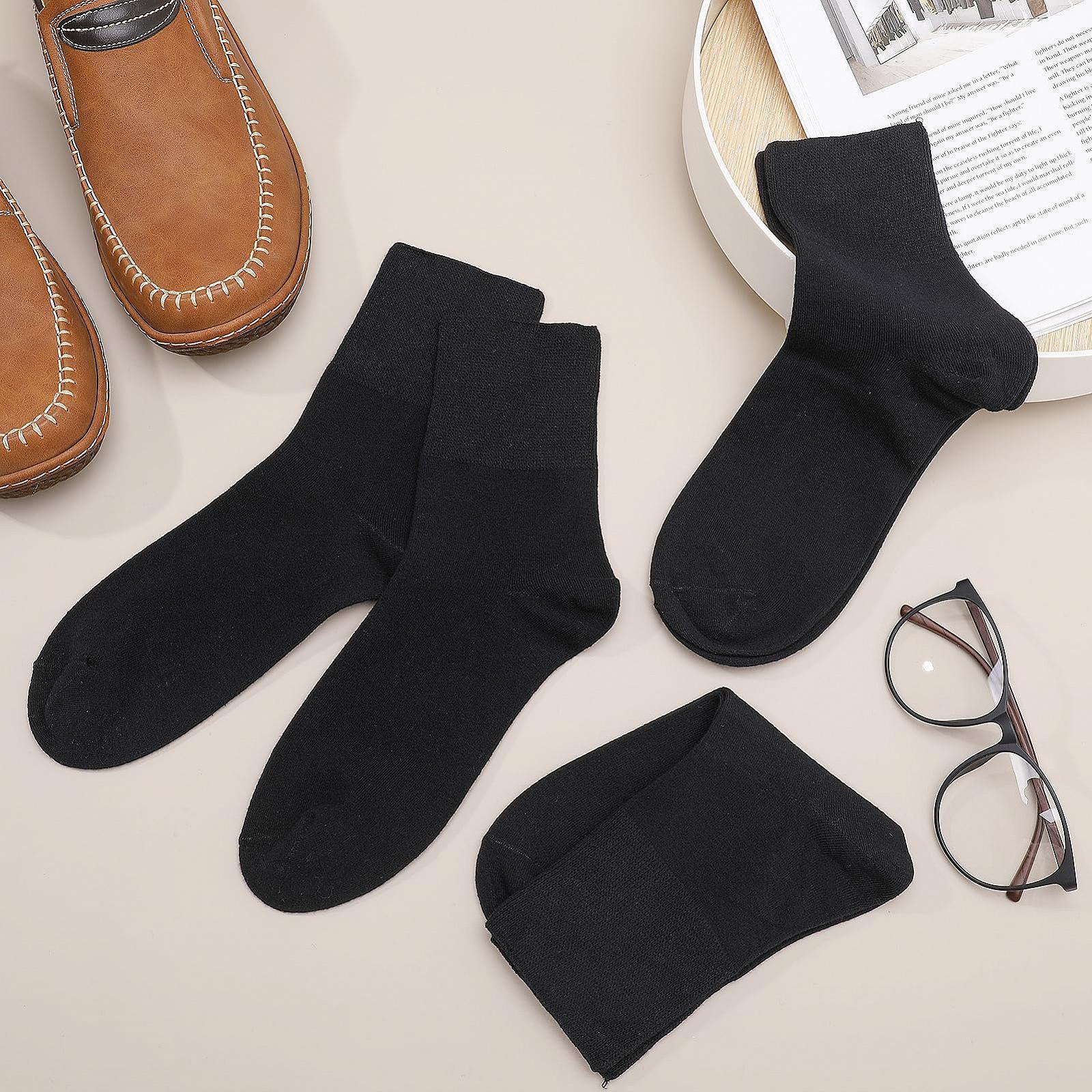 Диабетические носки (6 пар) для мужчин и женщин без резинки, свободного кроя, без компрессии, бесшовные носки для диабетиков, для отекших ног, размер 39-44, черный, универсальный размер, фото №7