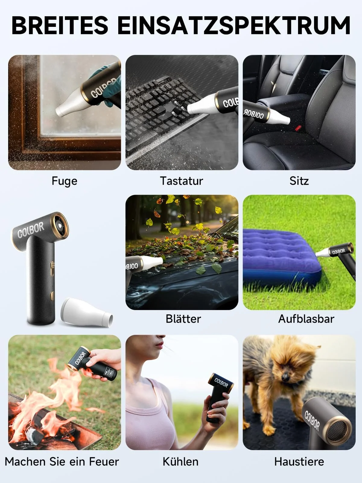 Электрическая воздуходувка COLBOR AirMaxx A1 100,000 RPM LED USB Металлическая, фото №8